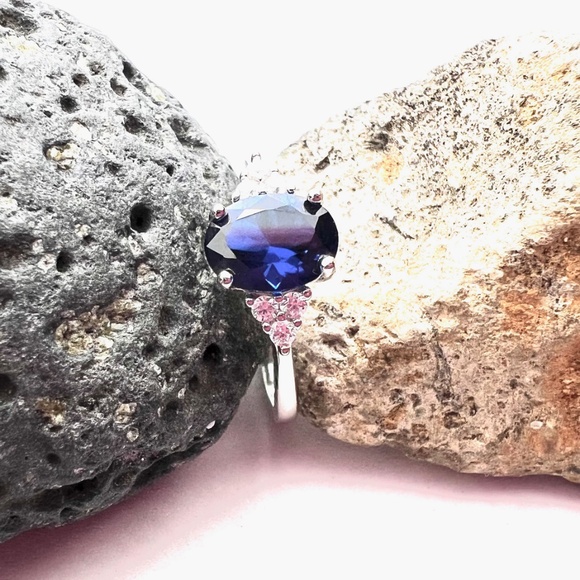 Handcrafted Sapphire Ring Solid Sterling Silver 925 , September birthstone - Picture 8 of 11